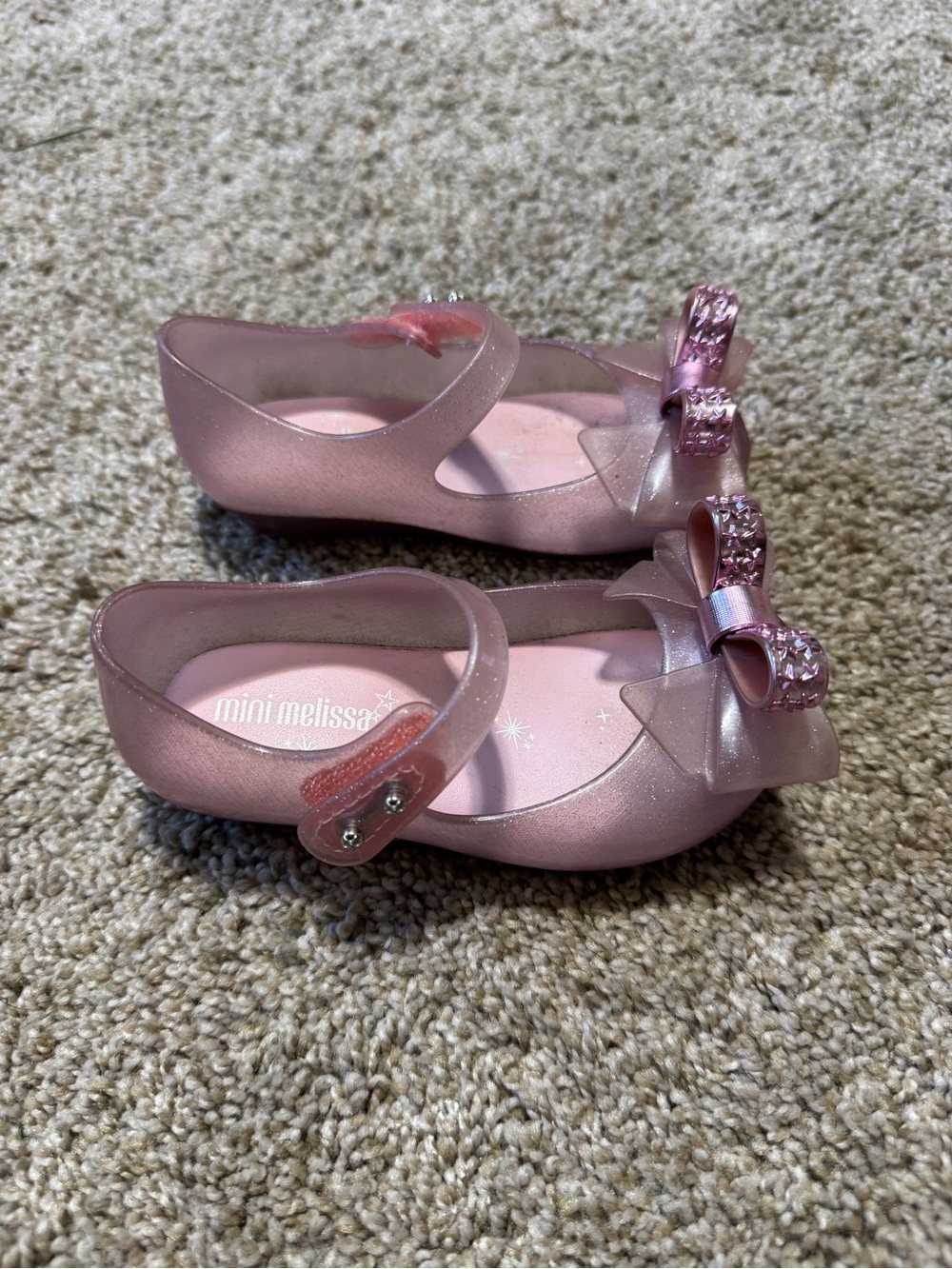 7 Toddler Girl’s Mini Melissa Mary Jane Pink Glitter Shoes